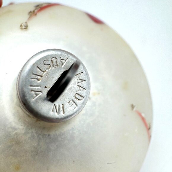 Mercury Glass Christmas Ornaments Hand-Painted Red White Mica Austria 3"  Vtg - Picture 7 of 16